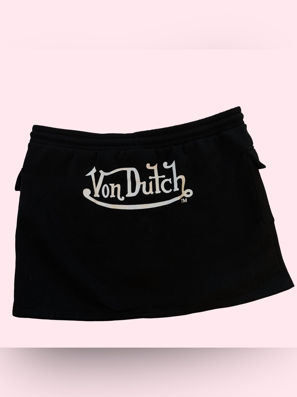 NWT Von Dutch Black Mini Skirt with White Logo - Picture 2 of 5